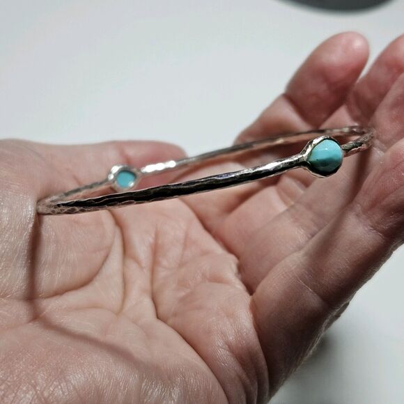 Ippolita Sterling Silver Turquoise 2-Stone Bangle Bracelet...